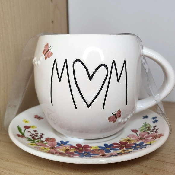 🆕️ Rae Dunn Mom Floral Teacup and Saucer Set - Picture 1 of 1